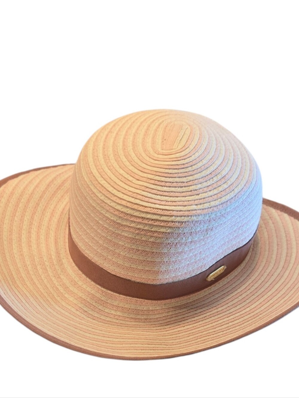 Lands' End Face-Saver Sun Hat Straw Pink/Mauve Size S/M